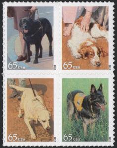 SC#4604-07 65¢ Dogs At Work Block of Four (2012) SA