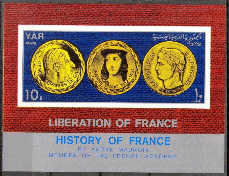 {Y048} Yemen 1969 History of France Napoleon De Gaulle S/S MNH Mi.Bl.116 22 Eur