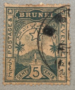 Brunei 1895 5c Star and Crescent local, used. SG 5. Scott A5, CV $20.00