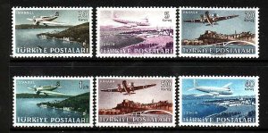 Turkey-Sc#C12-17- id6-unused NH airmail set-Planes-1949-