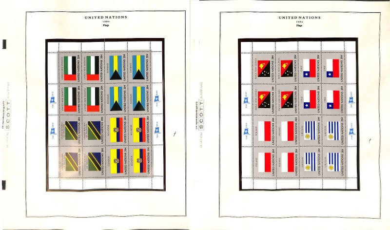 United Nations Collection 65 Scott Specialty Pages MNH, Imprint Blocks 1983-1995