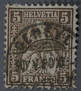Switzerland #61 Used Good/FN Granite Paper Cancel GENEVE Date 30 V 80 XI HRM