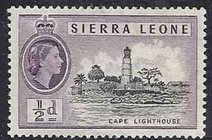 Sierra Leone.  1956 QEII definative 1/2d.Lighthouse. MVLH.