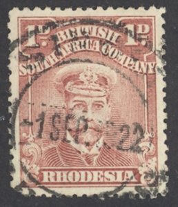 Rhodesia Sc# 120 Used 1913-1923 1p brown rose King George V