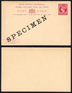 Turks and Caicos QV 1d Carmine Reply Card Opt SPECIMEN