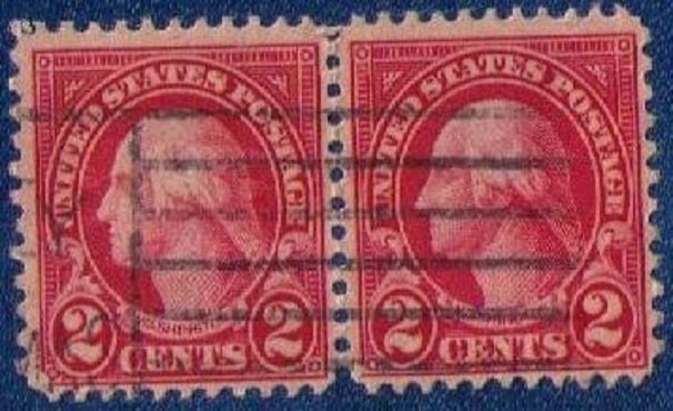 US Sc 634 Used Vert. Pair Bright Carmine Machine Cancel F-VF