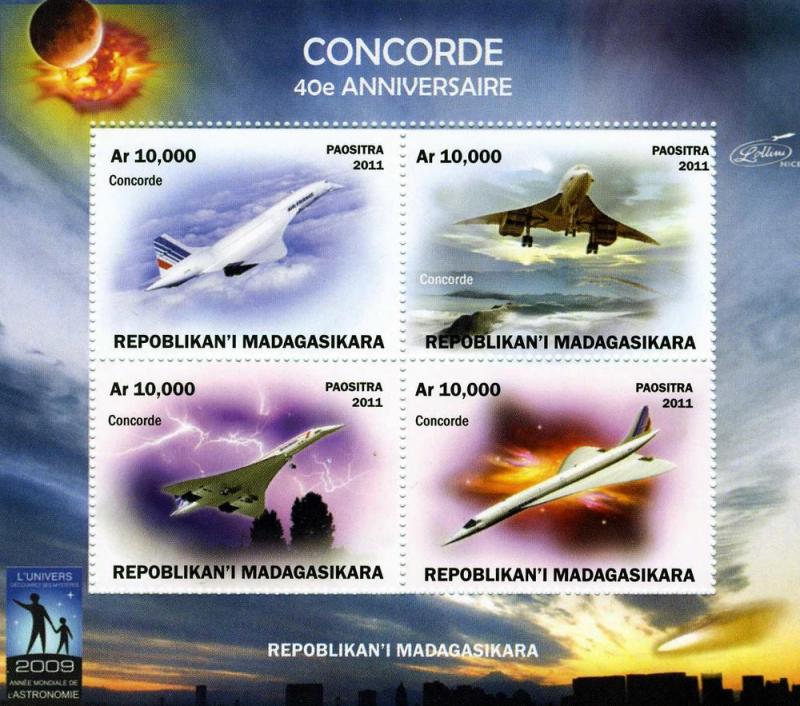 Madagascar 2011 SPACE HALLEY'S COMET Concorde Sheet Perforated mnh.vf