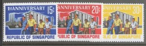 SINGAPORE 1966 1ST ANNIVERSARY OF REPUBLIC SG89/91 UNMOUNTED MINT