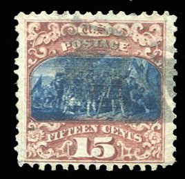 United States, 1869 Pictorials #119 Cat$210, 1869 15c brown and blue, type II...