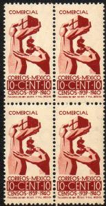 MEXICO 753, 10c Census. Block of four. Mint, NH. (431)