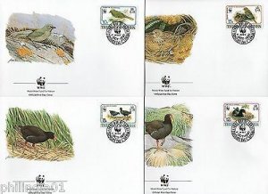 Tristan Da Cunha 1991 WWF Gough Moorhen Bird Wildlife Fauna Sc 500-3 4 FDCs