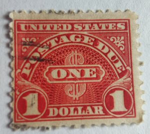 SCOTT #J87 USED ONE DOLLAR UNITED STATES POSTAGE DUE