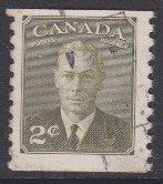 Canada sc#309 1951 2c KG6 olive-green coil used