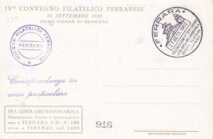 1952 Savonarola,n. 696 postcard Maximum with special cancellation