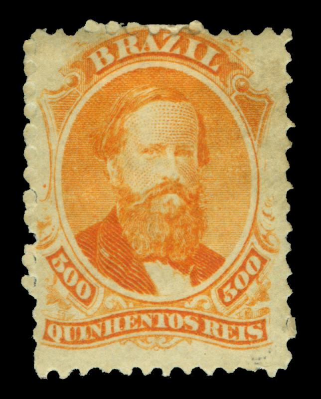 BRAZIL 1866  Dom Pedro  500r orange  Sc# 66  mint MH , original gum 