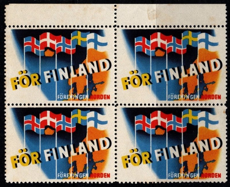 Vintage Finland Poster Stamp The Nordic Association For Finland Patriotic MNH