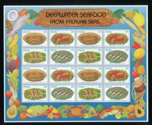 Palau Deep Sea Seafood Sheet of 16 Stamps MNH 1993