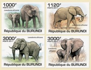 BURUNDI - 2011 - African Elephants - Perf 4v Set - Mint Never Hinged