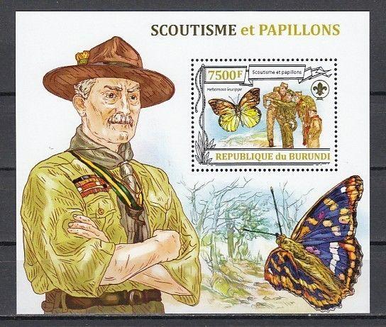 Burundi, 2012 issue. Baden Powell and Scouts with Butterflies s/sheet.