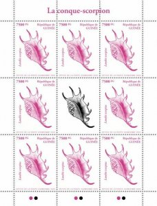 Guinea Seashells Stamps 2020 MNH Sea Shells Scorpion Conch Marine 8v M/S II