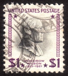 1938, US $1, Woodrow Wilson, Used, Well centered, Sc 832