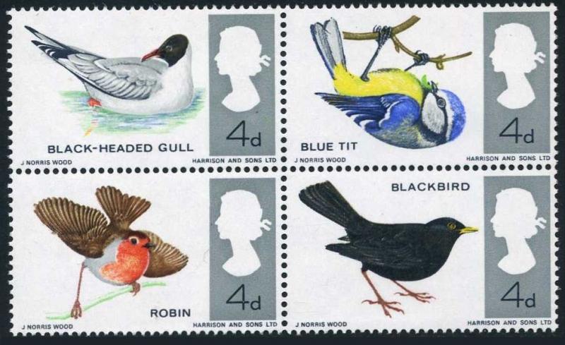 Great Britain 461-464b,MNH.Michel 425y-428y. Birds 1966.Phosphor.