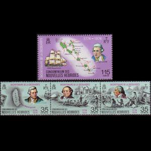 NEW HEBRIDES FR. 1974 - Scott# 210a+211 Capt.Cook Set of 4 NH