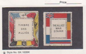 France WW1 The Allies War Collar Flag God Save The King Poster Stamp Cinderella