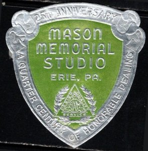 Vintage US Poster Stamp 25th Anniversary Mason Memorial Studio Erie Penn