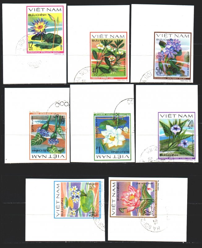 Vietnam. 1980. 1077u-84u. Flowers, flora, water plants. USED. 