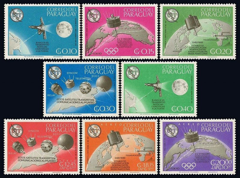 Paraguay 895-902,MNH.ITU-Cent.Satellites Ranger 7,Syncom,Early Bird,Telstar,1965