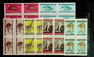 COLOMBIA Sc 713-5,C357-9 NH ISSUE OF 1959 - BLOCKS OF 4 - ANIMALS - (AO23)