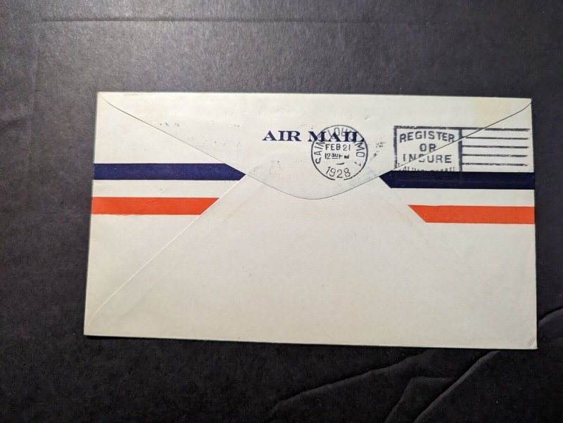 1928 USA Airmail Cover Peoria IL to Los Angeles CA Charles Lindbergh CAM 2 FFC