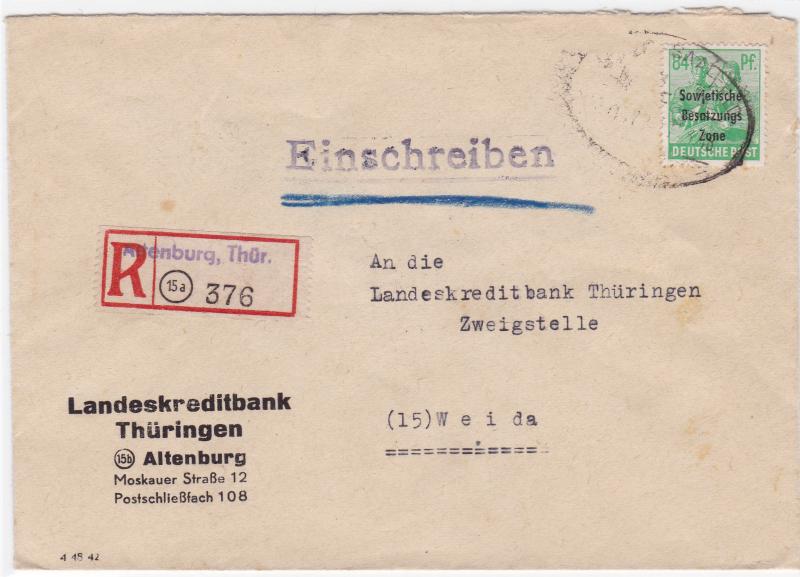 Germany Soviet Zone 1948 Attenburg to Weida  stamps cover  R20729