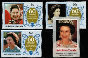 TUVALU-NUKUFETAU Sc51/4 1986 QUEEN ELIZABETH II 60th BIRTHDAY MNH