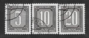 SE)1950 GERMANY OFFICIAL NUMERIC STAMPS 5 USADI, 10 AND 20 CTO