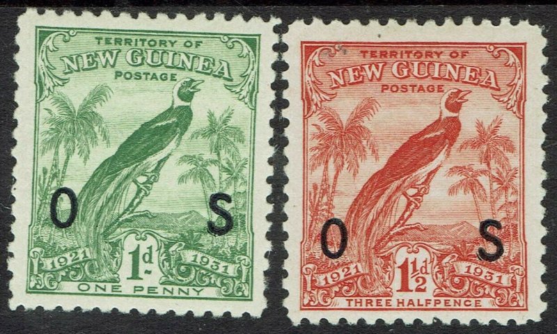 NEW GUINEA 1931 DATED BIRD OS 1D AND 11/2D  