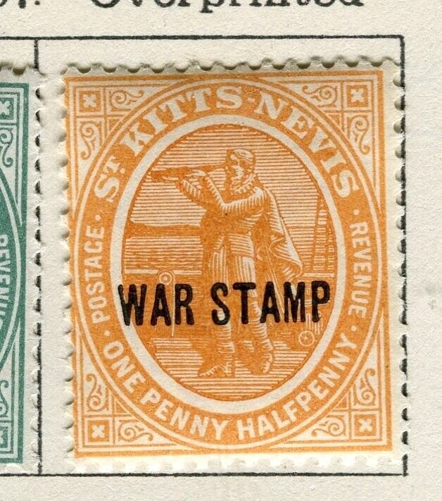 ST.KITTS; 1916 early GV War Tax Opts fine Mint hinged 1.5d. value
