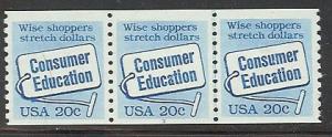 US Stamp #2005 MNH - Consumer Education PS3 #4 Coil Strip of 3