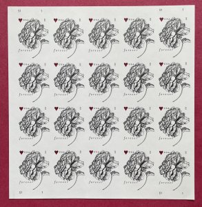 4959 LOVE VINTAGE ROSE Imperf Pane of 20 US Forever Stamps MNH 2015