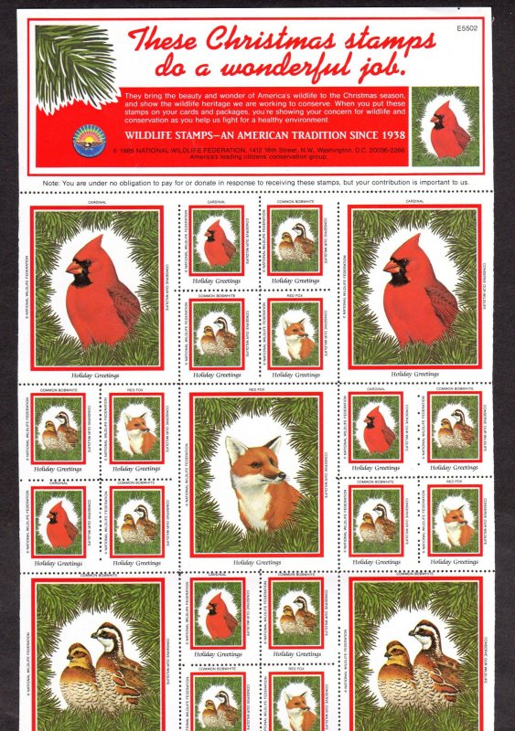 National Wildlife Federation seals, Full Sheet, MNH 1985 Lot 230729 -19