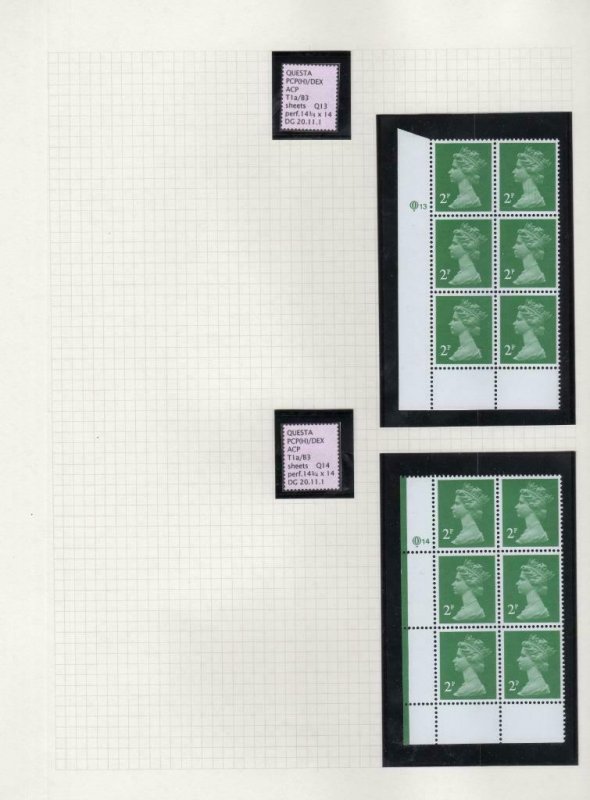 COLLECTION OF UNMOUNTED MINT 2p LITHO MACHIN PLATE BLOCKS ON 8 PAGES