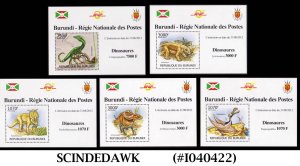 BURUNDI - 2012 DINOSAURS - SET OF 5 SOUVENIR SHEET MINT NH