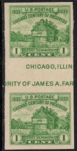 U.S. Scott#766 1-Cent Stamp - Mint NH Horizontal Gutter Pair