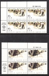 UN New York 419-420 Inscription Plate Blocks MNH VF