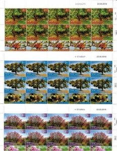 Israel 2018 - Trees of Israel - Set of 3 Stamp Sheets - Scott #2205-7 - MNH