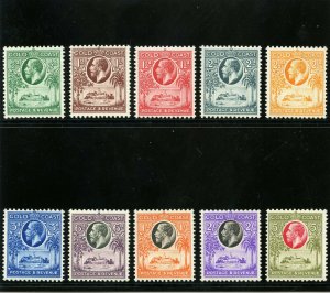 Gold Coast 1928 KGV set complete MLH. SG 103-112. Sc 98-107.