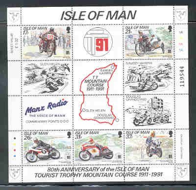 Isle of Man Sc 476a 1991 Tourist Trophy Motorcycle  stamp sheet mint NH