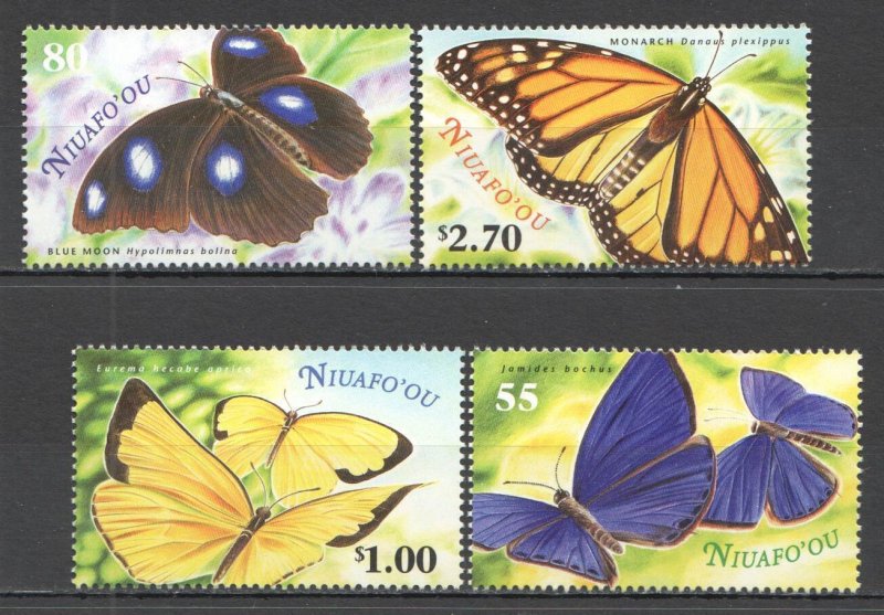 Ft287 2000 Niuafo'Ou Butterflies Fauna Insects #367-70 Set Mnh