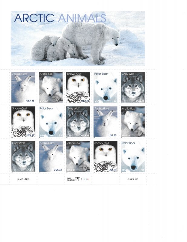 Arctic Animals stamp sheet